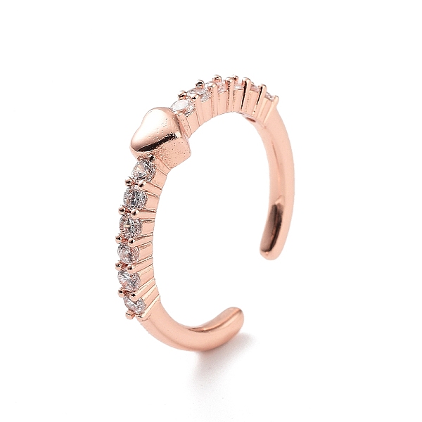 

PandaHall Heart Rack Plating Brass Micro Pave Clear Cubic Zirconia Open Rings, Long-Lasting Plated Cuff Ring for Women, Lead Free & Cadmium...
