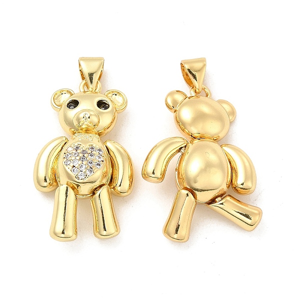

PandaHall Brass Micro Pave Cubic Zirconia Pendants, Bear with Heart Charm, Mechanical Charm, Golden, Clear, 29x16x8.5mm, Hole: 4.5x3mm...