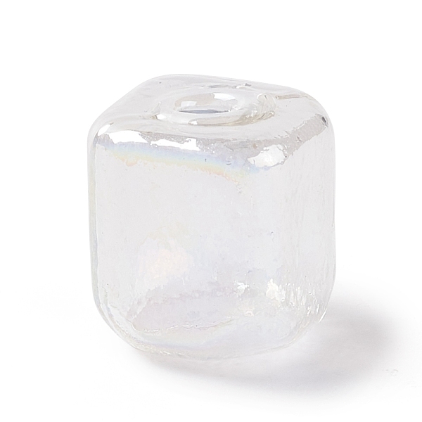 

PandaHall Handmade Blown Glass Bottles, for Glass Vial Pendants Making, Square, Clear AB, 16~16.5x14~15x14~14.5mm, Hole: 3.5~6mm Glass..., White