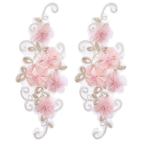 

PandaHall 3D Flower Organgza Polyester Embroidery Ornament Accessories, Applique Patch, Sewing Craft Decoration, Pink, 330x116x1~13mm...