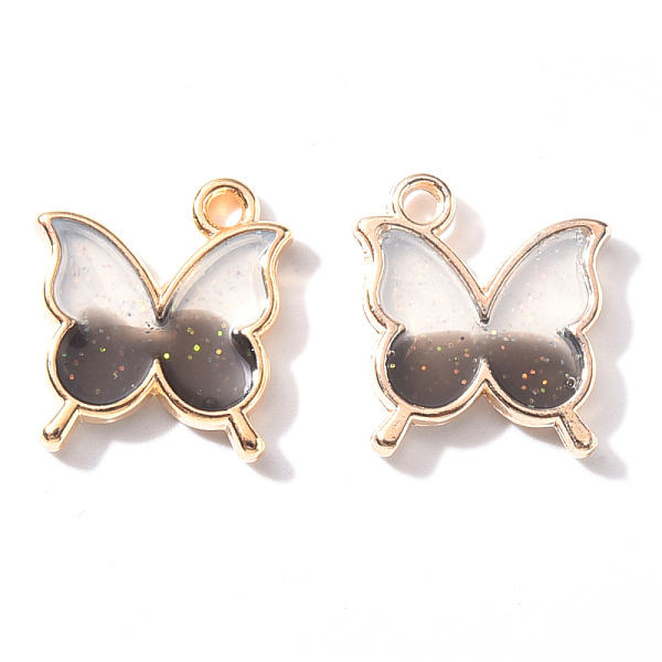 

PandaHall Light Gold Plated Alloy Enamel Pendants, with Glitter Sequin, Butterfly, Dark Gray, 15.5x14x1.5mm, Hole: 1.6mm Alloy+Enamel...