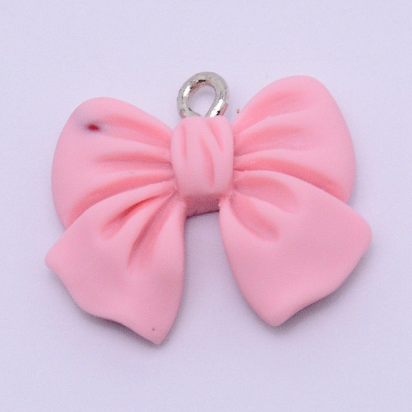 

PandaHall Resin Pendants, with Platinum Plated Iron Screw Eye Pin Peg Bails, Bowknot, Pearl Pink, 19x22x5mm, Hole: 1.8mm Iron+Resin Bowknot...