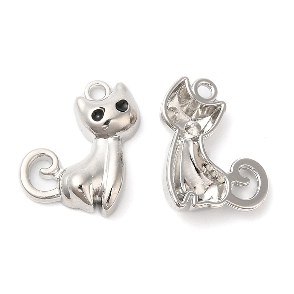 

PandaHall Alloy Enamel Pendants, Cat Charm, Platinum, 19.5x15x4.5mm, Hole: 1.8mm Alloy+Enamel Cat Shape Black