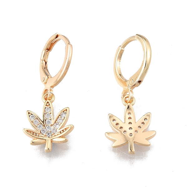 

PandaHall Clear Cubic Zirconia Maple Leaf Dangle Leverback Earrings, Brass Jewelry for Women, Cadmium Free & Nickel Free & Lead Free, Real...