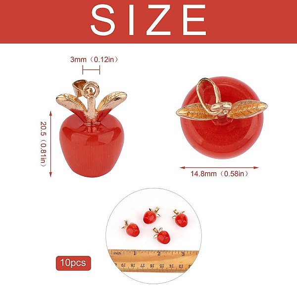 

PandaHall 10Pcs Apple Gemstone Charm Pendant Crystal Quartz Healing Natural Stone Pendants Opal Buckle for Jewelry Necklace Earring Making..., Red