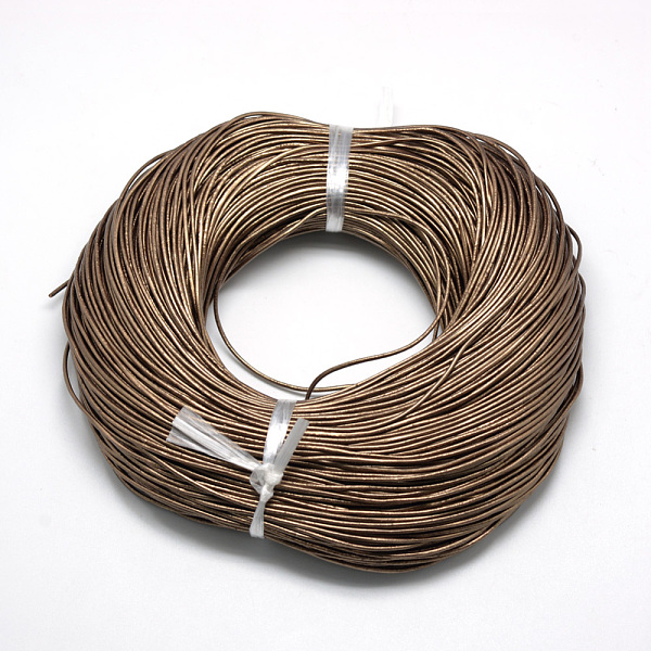 

PandaHall Spray Painted Cowhide Leather Cords, Coconut Brown, 2.0mm, about 100yards/bundle(300 feet/bundle) Cowhide Round