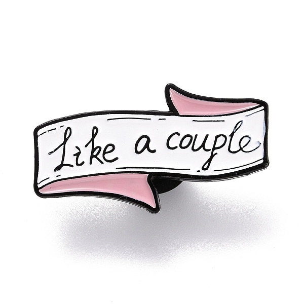 

PandaHall Like A Couple Enamel Pin, Ribbon Shape Alloy Enamel Brooch for Backpack Clothes, Electrophoresis Black, White, 16.5x30x10.5mm, Pin...