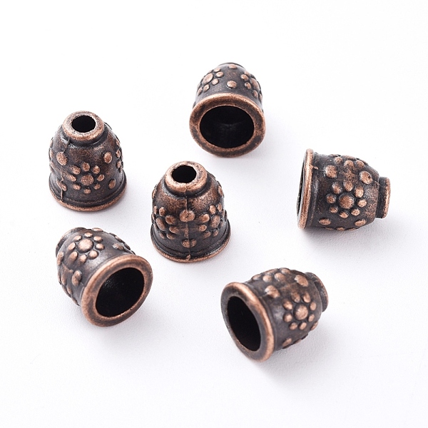 

PandaHall Apetalous Alloy Cord End Caps, Tibetan Style, Cadmium Free & Nickel Free & Lead Free, Red Copper, 11x10mm, Hole: 3mm, Inner Size...