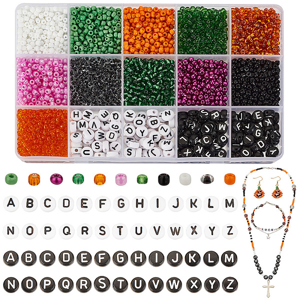 

PandaHall DIY Beads Jewelry Making Finding Kit, Including 143g Glass Seed & 200Pcs Acrylic Letter Beads, Mixed Color, 3~7x3~4mm, Hole: 1mm..., Multicolor