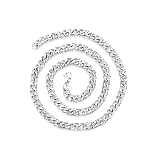

PandaHall Men's 201 Stainless Steel Cuban Link Chain Necklace, Stainless Steel Color, 21.65 inch(55cm), Wide: 7mm 201 Stainless Steel