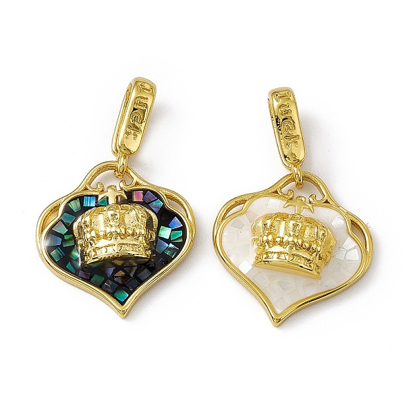 

PandaHall Natural Shell Pendants, with Rack Plating Brass Golden Tone Findings, Long-Lasting Plated, Heart with Crown, Mixed Color..., Multicolor