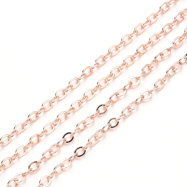 

PandaHall 3.28 Feet Brass Cable Chains, Soldered, Flat Oval, Rose Gold, 2.6x2x0.3mm, Fit for 0.7x4mm Jump Rings Brass