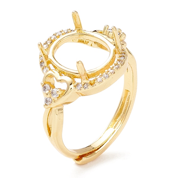 

PandaHall Brass Cubic Zirconia Adjustable Ring Components, 4 Claw Prong Ring Settings, Long-Lasting Plated, Cadmium Free & Lead Free, Oval...