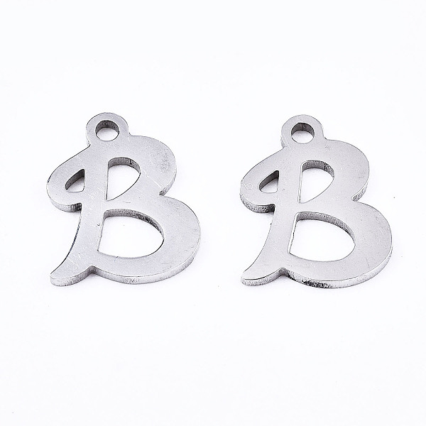

PandaHall 201 Stainless Steel Charms, Laser Cut, Alphabet, Stainless Steel Color, Letter.B, 12x9.5x1mm, Hole: 1.4mm Stainless Steel Letter B