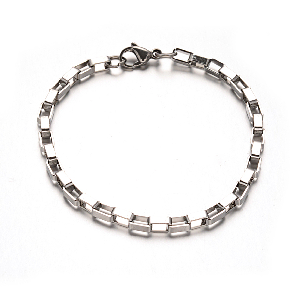 

PandaHall 304 Stainless Steel Box Chain Bracelets, with Lobster Claw Clasps, Stainless Steel Color, 8-1/2 inch(215mm), 6~7x4x2mm 304...