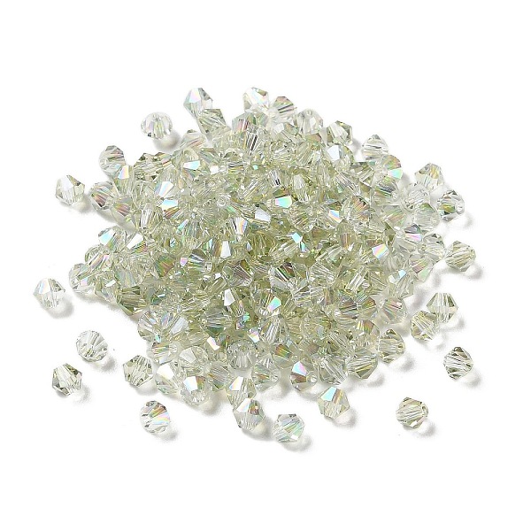 

PandaHall Electroplate Glass Beads, Bicone, Mint Cream, 4x4x3.5mm, Hole: 1mm, 720pcs/bag Glass Bicone