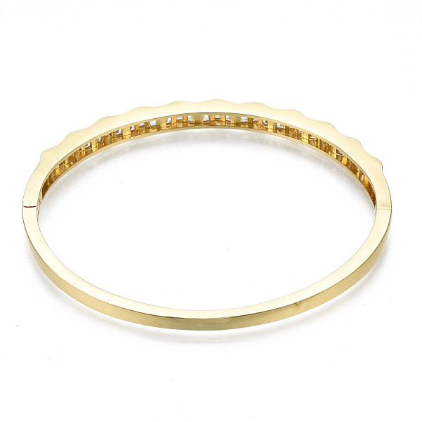 

PandaHall Clear Cubic Zirconia Hinged Bangle, Dainty Brass Cubic Zirconia Bangle for Women, Nickel Free, Real 18K Gold Plated, Inner...