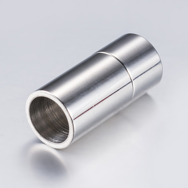 

PandaHall 304 Stainless Steel Magnetic Clasps with Glue-in Ends, Smooth Surface, Column, Stainless Steel Color, 20x9mm, Hole: 7mm 304...