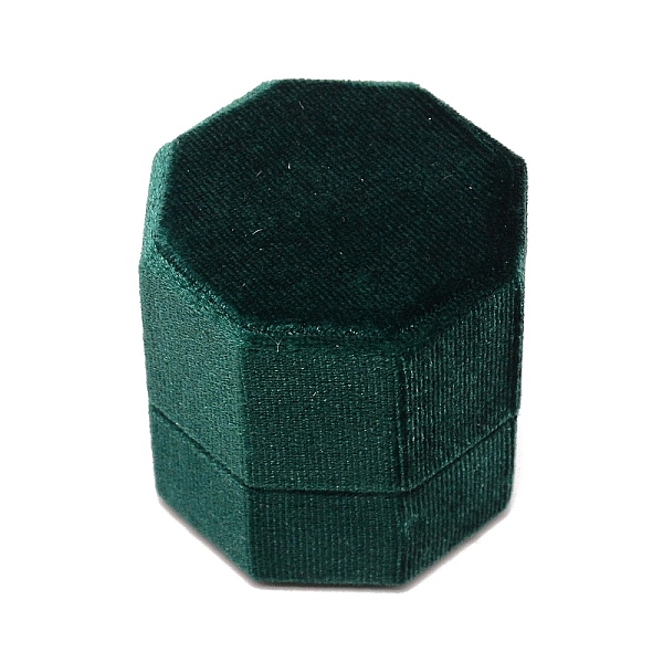 

PandaHall Velvet Couple Ring Boxes, Hexagon, Dark Green, 4.9x4.9x5.15cm Velvet Hexagon