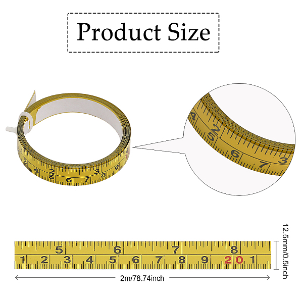 

PandaHall Steel Self-Adhesive Workbench Measuring Tape, Adhesive Backed Ruler, Yellow, 1.25x0.02cm, 2m/pc Steel Yellow