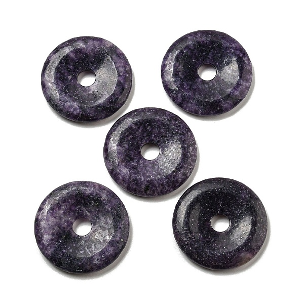 

PandaHall Natural Lepidolite Pendants, Donut/Pi Disc Charms, 50x6.5~7.5mm, Hole: 10mm Lepidolite Donut