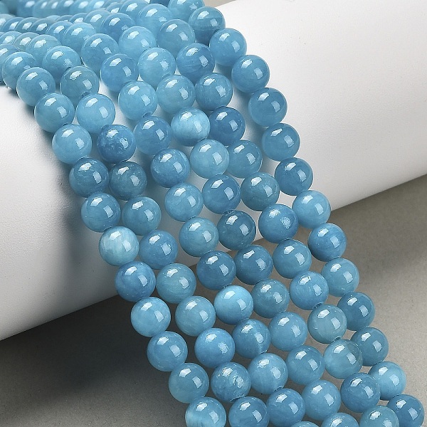 Chapelets de perles de pierres en jade jaune teinte