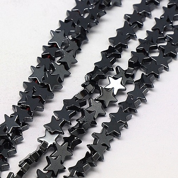 

PandaHall Electroplate Non-magnetic Synthetic Hematite Beads Strands, Star, Grade A, Black Plated, 6x6x2mm, Hole: 1mm, about 75pcs/strand...