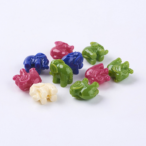 

PandaHall Elephant Resin Beads, Mixed Color, 11x14x8mm, Hole: 1.2mm Resin Elephant Multicolor