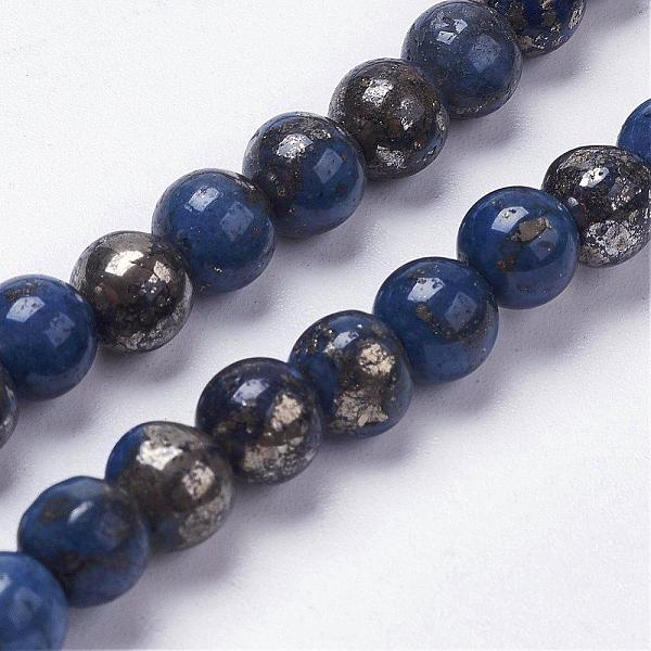 

PandaHall Natural Pyrite Beads Strands, Dyed, Round, Blue, 8mm, Hole: 1mm, about 25pcs/strand, 8 inch Pyrite Round Blue