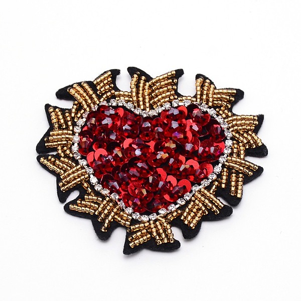 

PandaHall Embroidery Thread Sew Cloth, with Glass Rhinestone, Cloth Accessories, Appliques, Heart, Mixed Color, 72x80x6mm Cloth Heart..., Multicolor