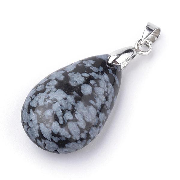 

PandaHall Natural Snowflake Obsidian Pendants, with Alloy Findings, teardrop, Platinum, 23~24x14x8mm, Hole: 4x5mm Snowflake Obsidian...