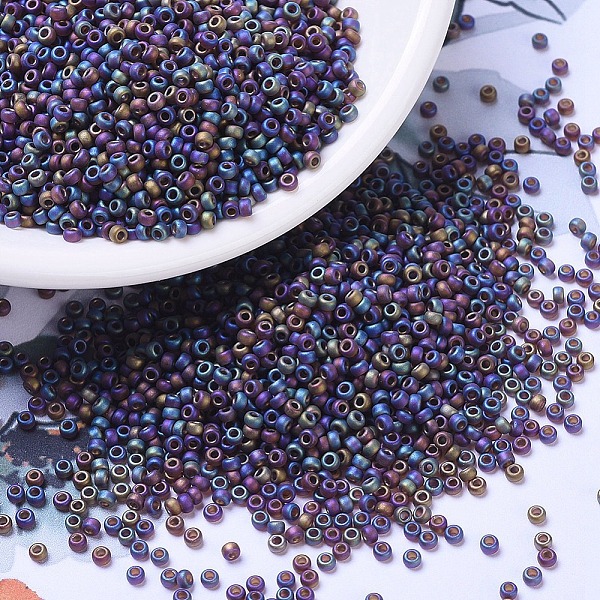 

PandaHall MIYUKI Round Rocailles Beads, Japanese Seed Beads, 11/0, (RR135FR) Matte Transparent Root Beer AB, 2x1.3mm, Hole: 0.8mm, about..., Purple