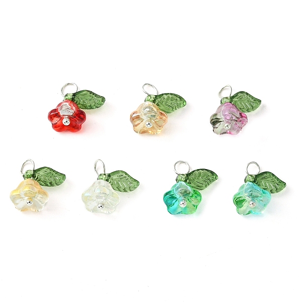 

PandaHall Glass Flower of Life Pendant, with Brass Jump Rings, Mixed Color, 13x12.5x8.5mm, Hole: 3mm Brass+Glass Flower of Life Multicolor