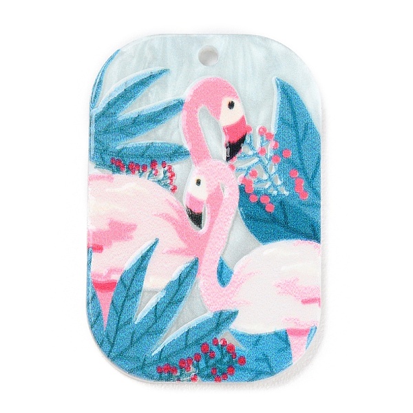 

PandaHall Acrylic Pendants, Rectangle with Flamingo Pattern, Pink, 39.5x26x2.5mm, Hole: 2mm Acrylic Rectangle Pink