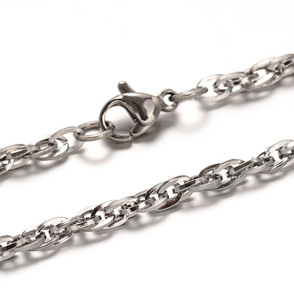 

PandaHall 304 Stainless Steel Rope Chain Necklaces and Bracelets Jewelry Sets, with Lobster Clasps, Stainless Steel Color, 29.92 inch(760mm)...