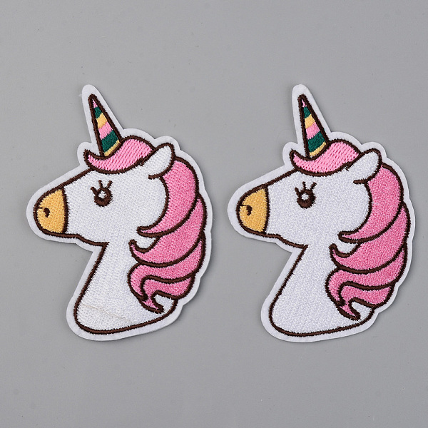 

PandaHall Computerized Embroidery Cloth Iron on/Sew on Patches, Appliques, Costume Accessories, Unicorn, Hot Pink, 86x63x1.5mm Cloth...