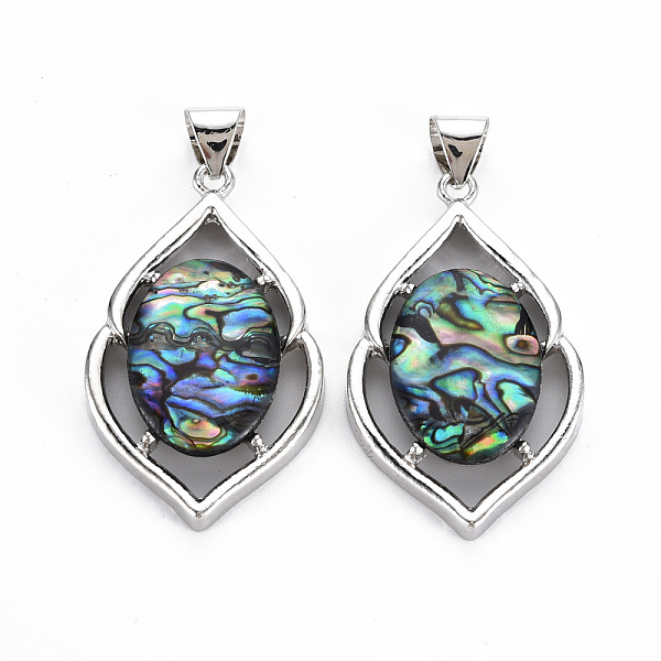 

PandaHall Rack Plating Alloy Pendants, with Paua Shell, Cadmium Free & Lead Free, Platinum, Oval, Colorful, 48x28.5x6~7mm, Hole: 6x7mm Paua...