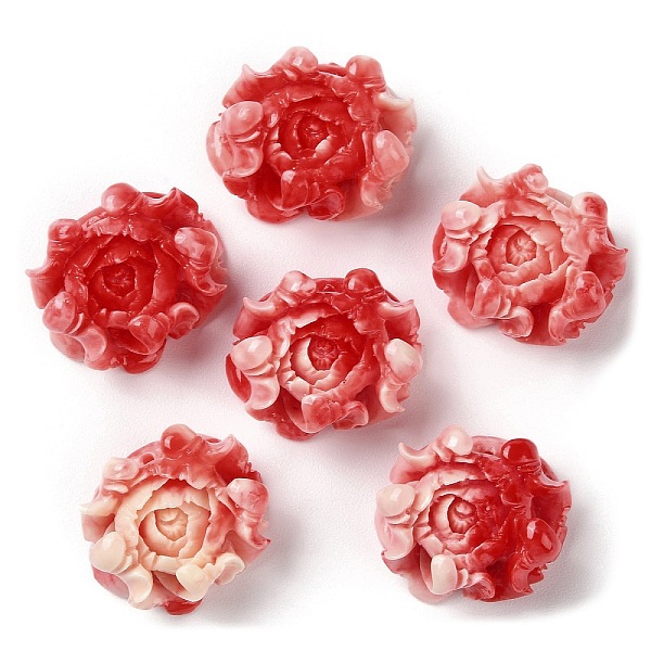 

PandaHall Carved Synthetic Coral Dyed Pendants, Flower Charms, Red, Flower: 20x23.5x11mm, Hole: 1~1.2mm Synthetic Coral Flower Red