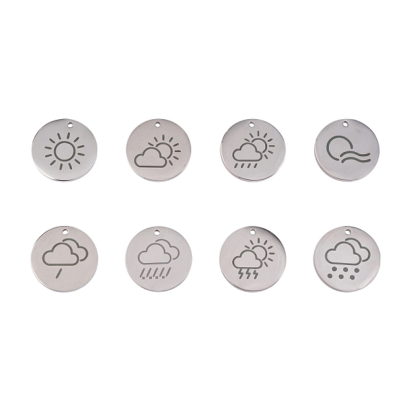 

PandaHall 8Pcs 8 Styles 304 Stainless Steel Weather Pendants, Laser Cut, Flat Round, Stainless Steel Color, 20mm, 1pc/style 304 Stainless...
