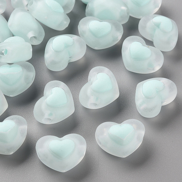 

PandaHall Transparent Acrylic Beads, Frosted, Bead in Bead, Heart, Light Blue, 13x17x9.5mm, Hole: 2.5mm Acrylic Heart