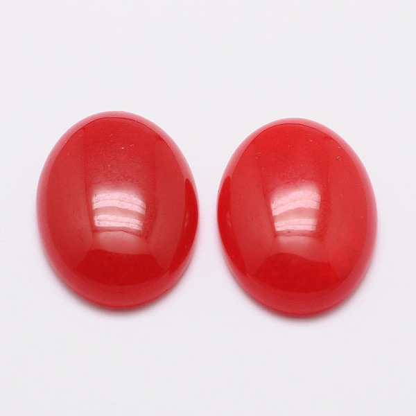 

PandaHall Dyed Oval Natural Jade Cabochons, Red, 25x18x6mm White Jade Oval Red