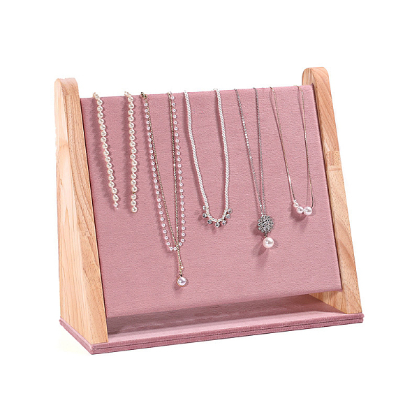 

PandaHall Velvet Necklaces Display Stands, Nracelet Jewelry Organizer Holder with Wood, Pink, 31x11.5x27cm Velvet Pink