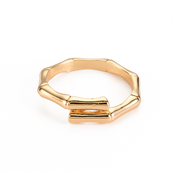 

PandaHall Brass Finger Rings, Bamboo Stick, Nickel Free, Real 18K Gold Plated, US Size 6 1/2, Inner Diameter: 17mm Brass