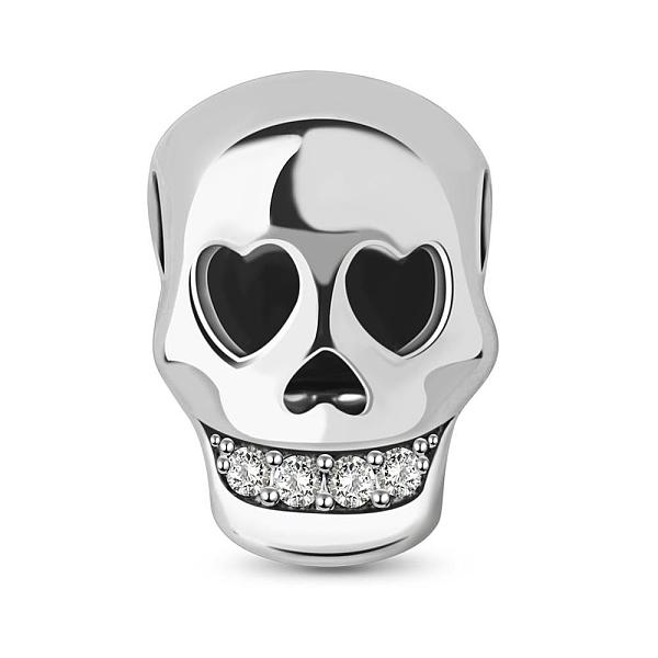 

PandaHall TINYSAND 925 Sterling Silver Shimmering Cubic Zirconia Skull European Beads, Large Hole Beads, Platinum, 12.2x9x10.54mm, Hole...