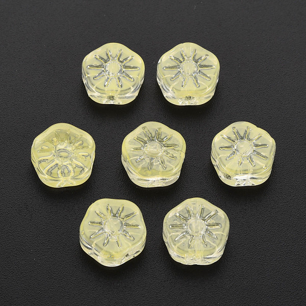 

PandaHall Transparent Glass Beads, Plum Blossom Flower, Light Khaki, 10x10.5x4mm, Hole: 1.2mm Glass Flower