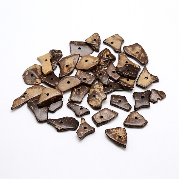

PandaHall Dyed Chip Coconut Beads, Camel, 14~31x8~13x2~4mm, Hole: 1.5~2mm, about 882pcs/500g Coconut Chip Brown