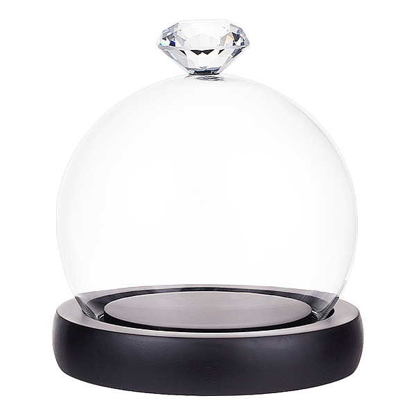 

PandaHall Clear Glass Dome, Ball-Shaped Clear Glass Display Case with Black Wood Base Decorative Display Dome Case for Plants Flower...