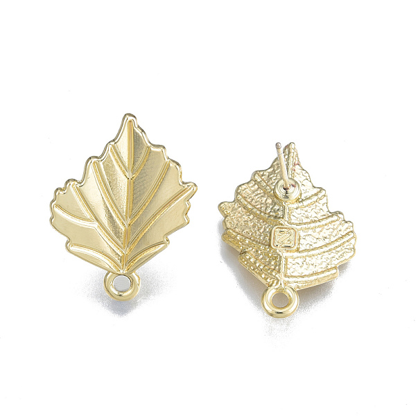 

PandaHall Alloy Stud Earring Findings, with Horizontal Loops and 304 Stainless Steel Pin, Leaf, Cadmium Free & Nickel Free & Lead Free...