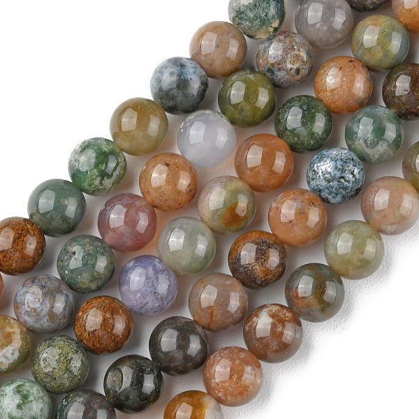 

PandaHall Natural Indian Agate Beads Strands, Round, 8mm, Hole: 0.8mm, about 44~47pcs/strand, 14.80~14.96 inch(37.6~38cm) Indian Agate Round