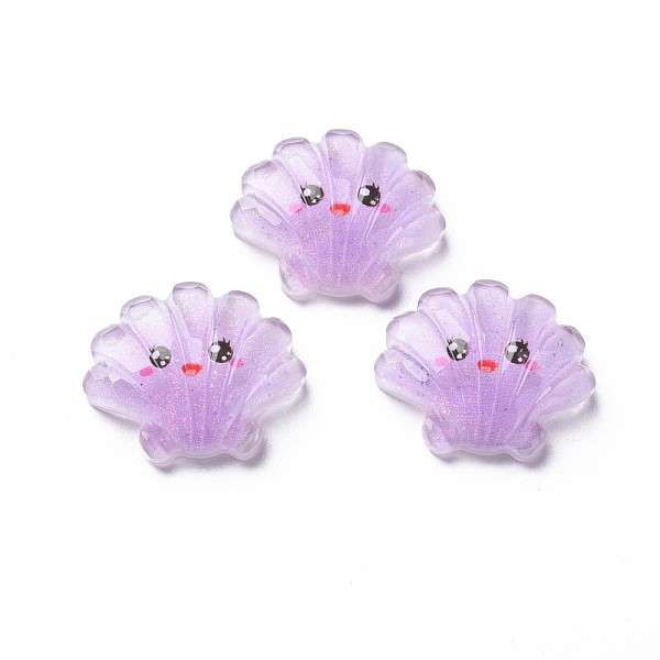 

PandaHall Transparent Epoxy Resin Cabochons, with Glitter Powder, Shell, Violet, 19x22x7mm Epoxy Resin Shell Shape Purple